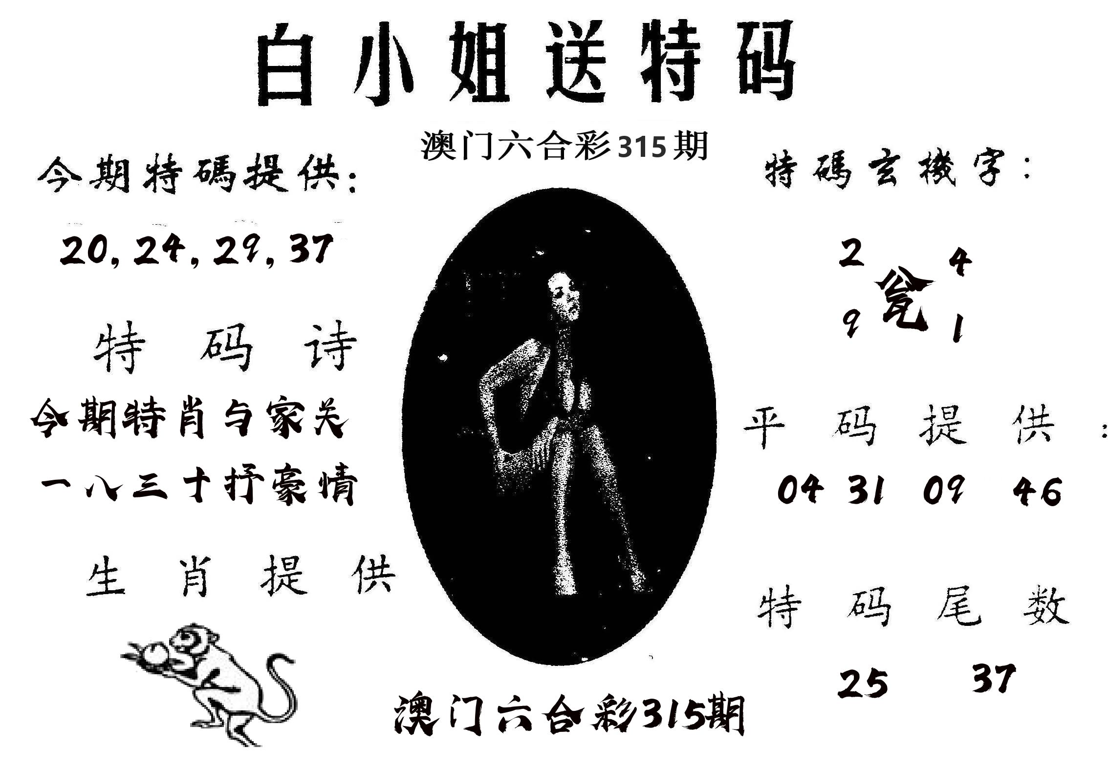 白姐送特 第315期