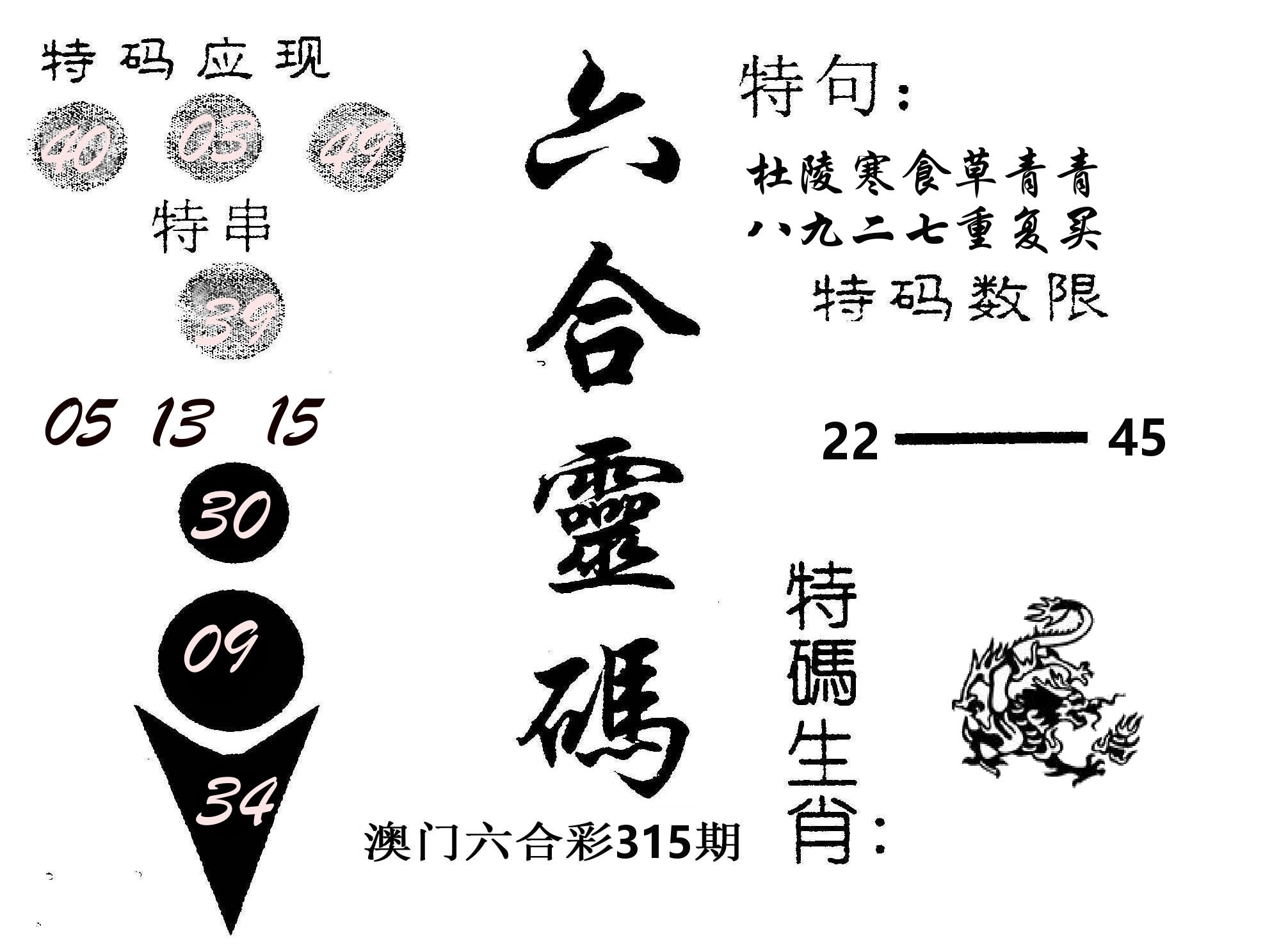 六合灵码 第315期