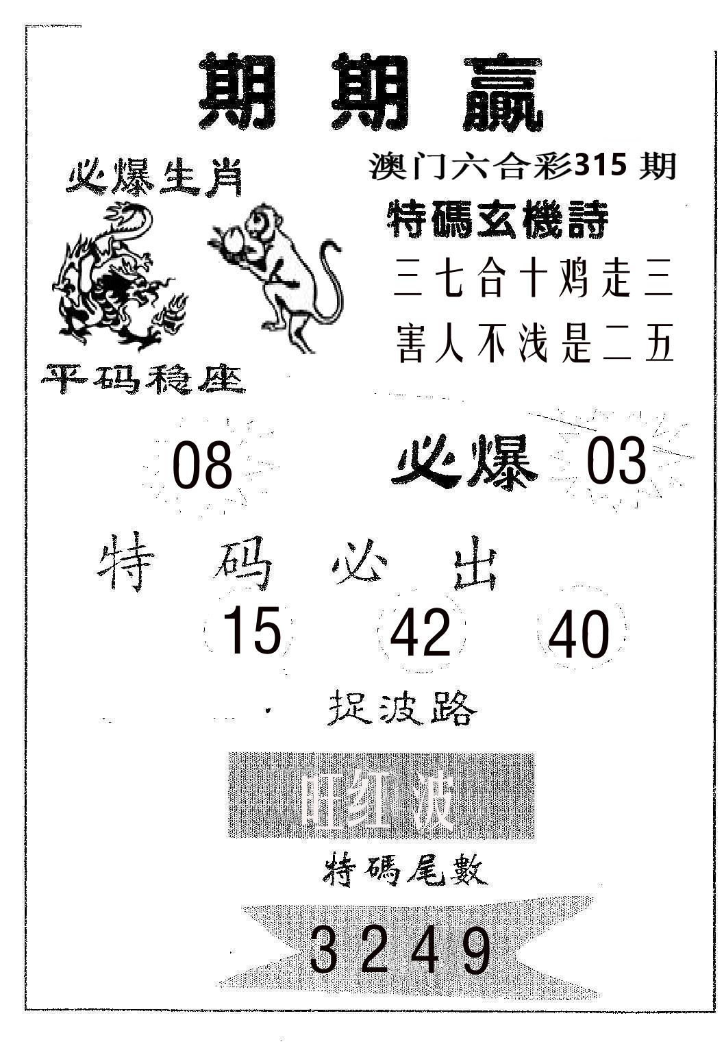 期期赢 第315期