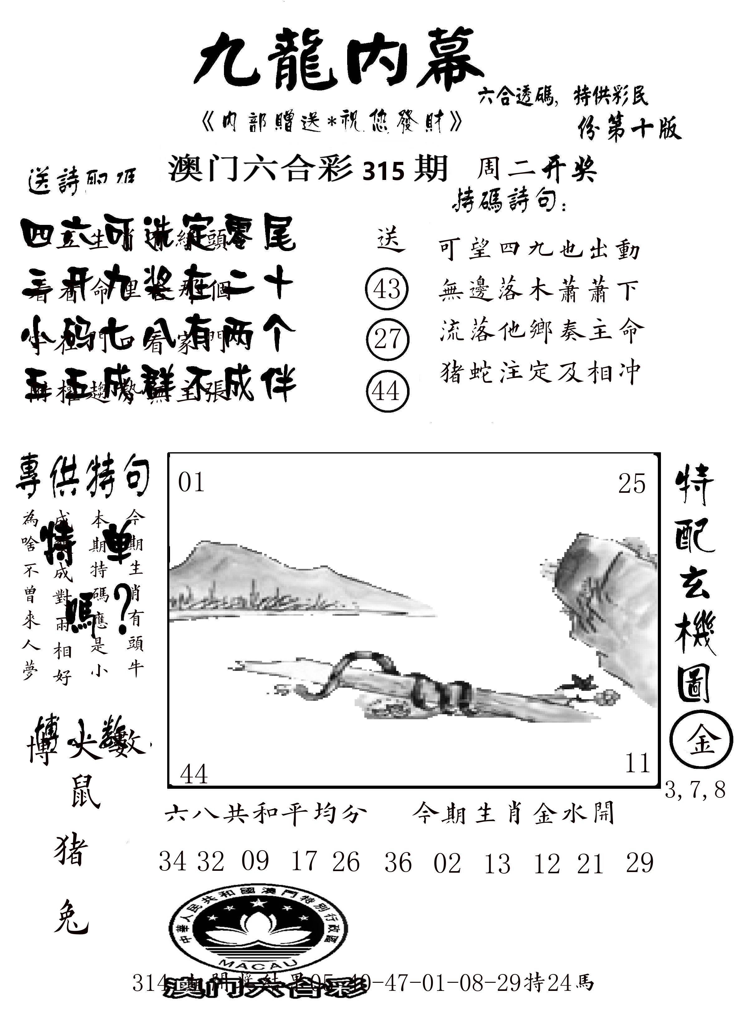 澳门传真2 第315期
