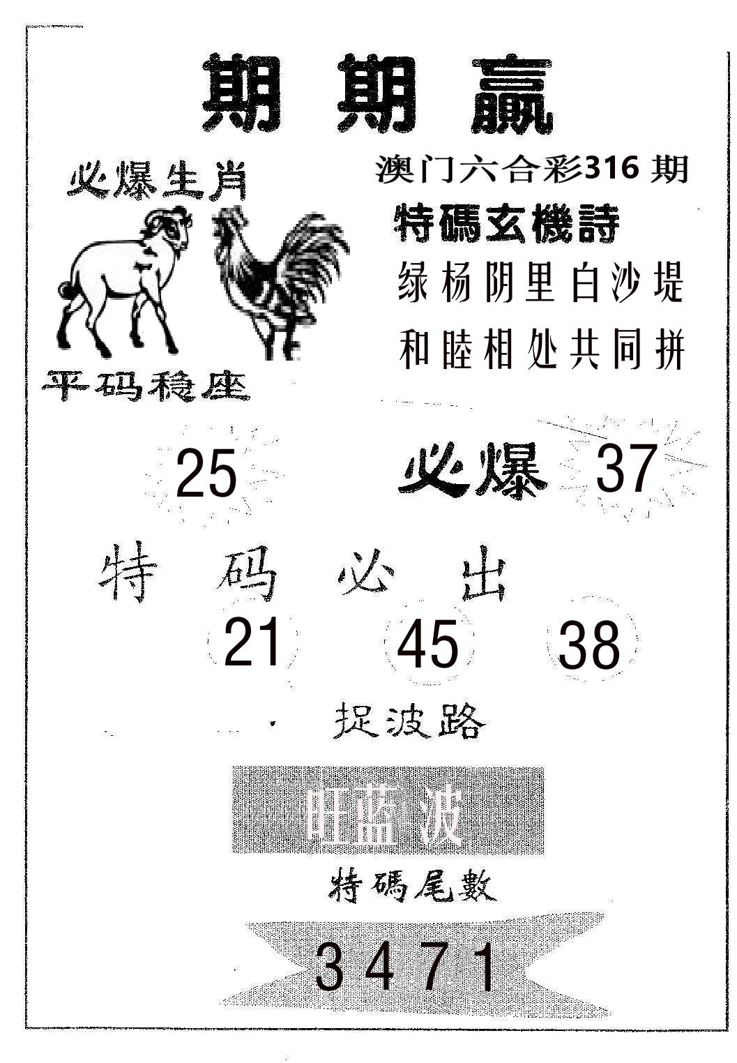 期期赢 第316期