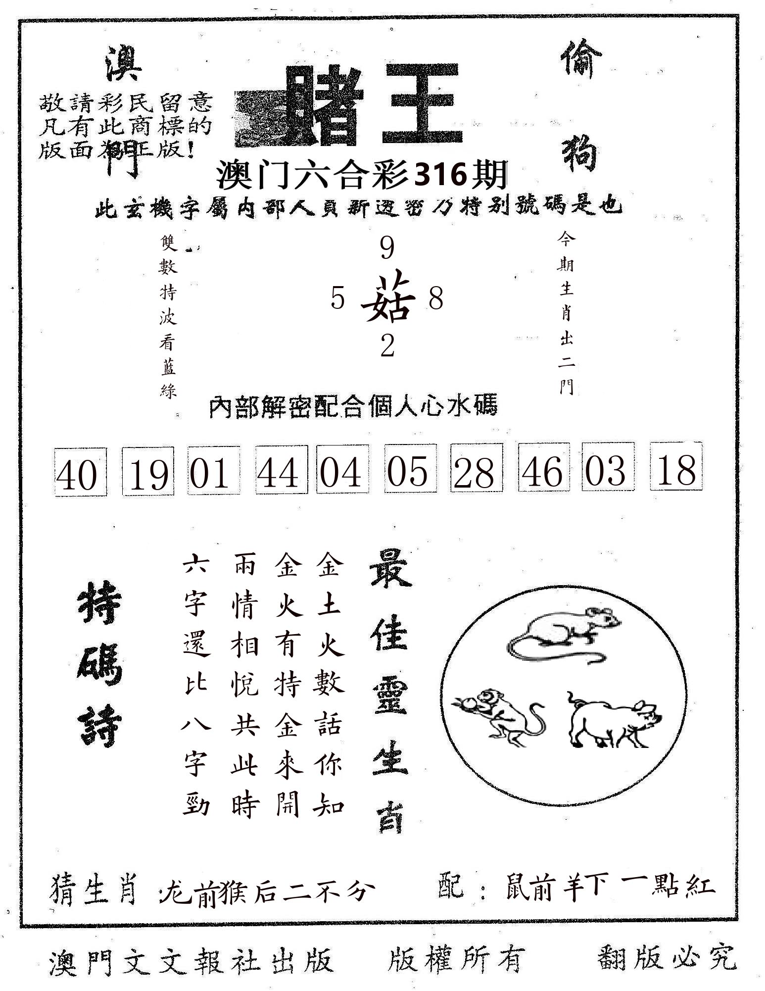 赌王 第316期
