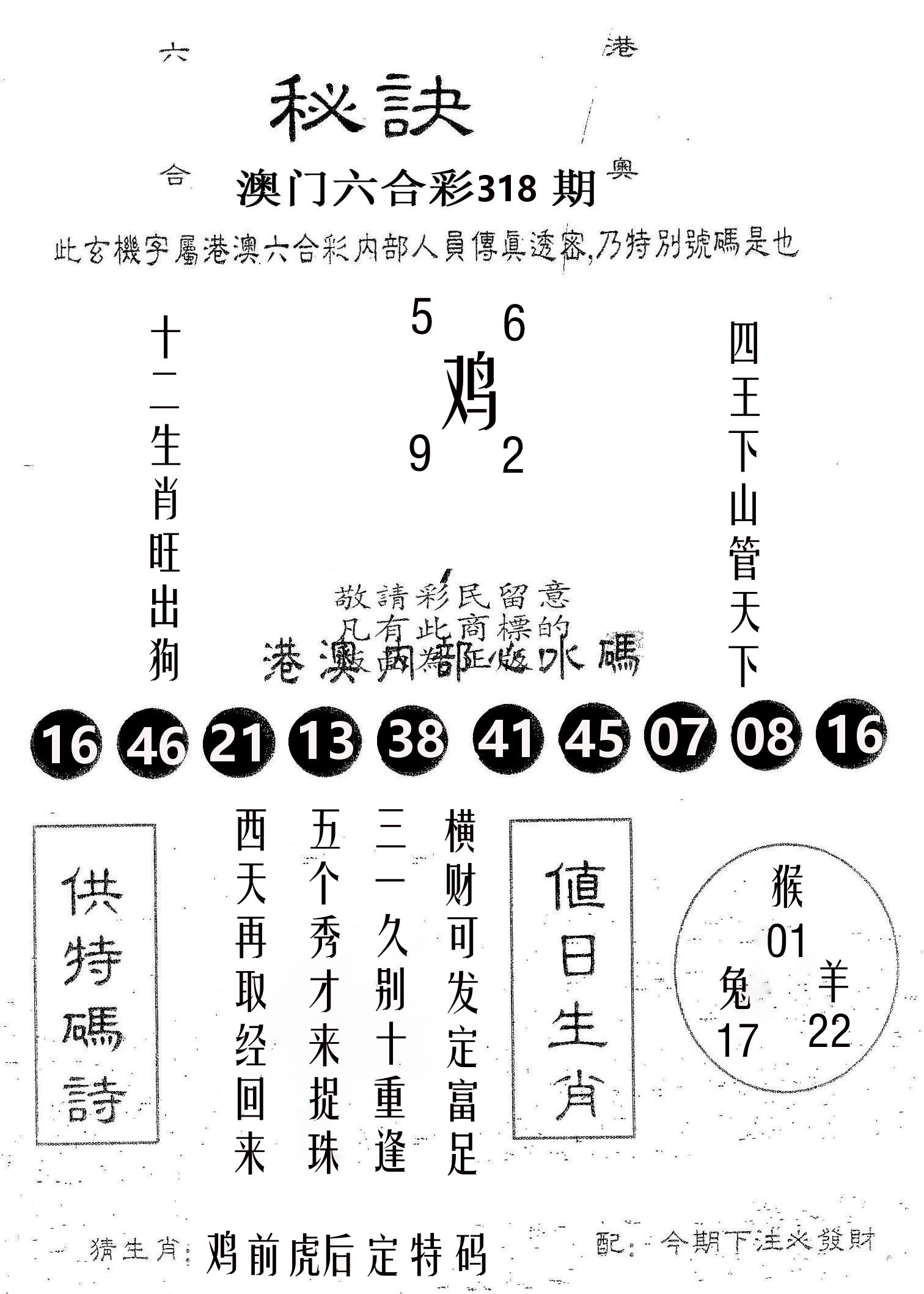 秘决 第318期