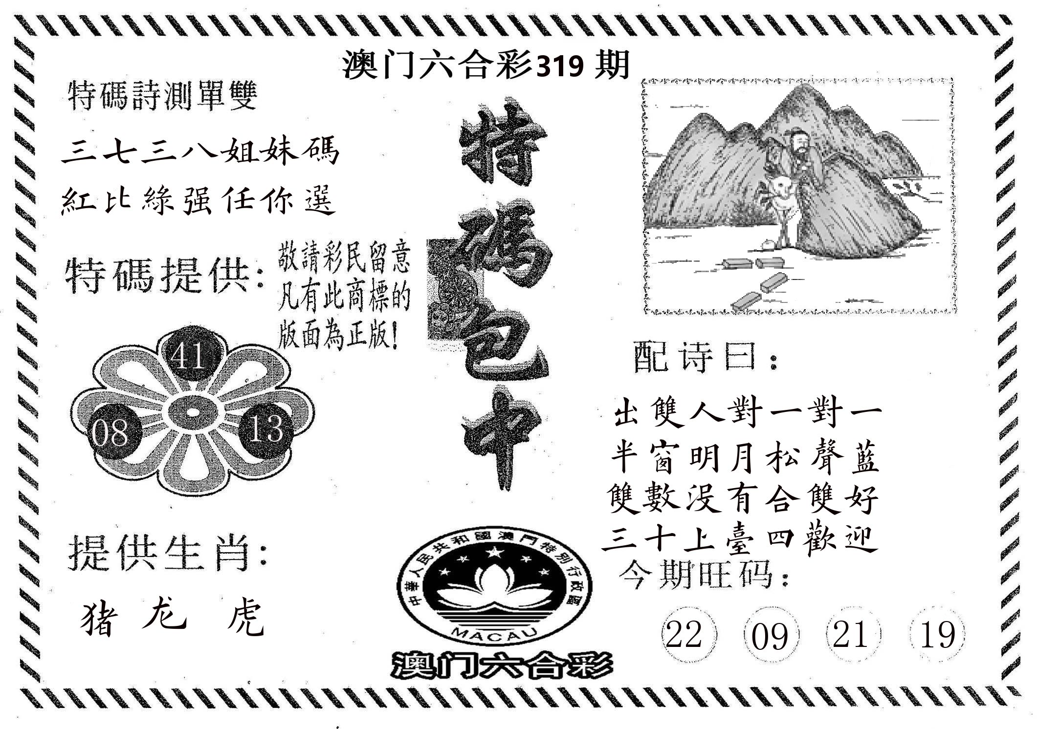 特码包中 第319期