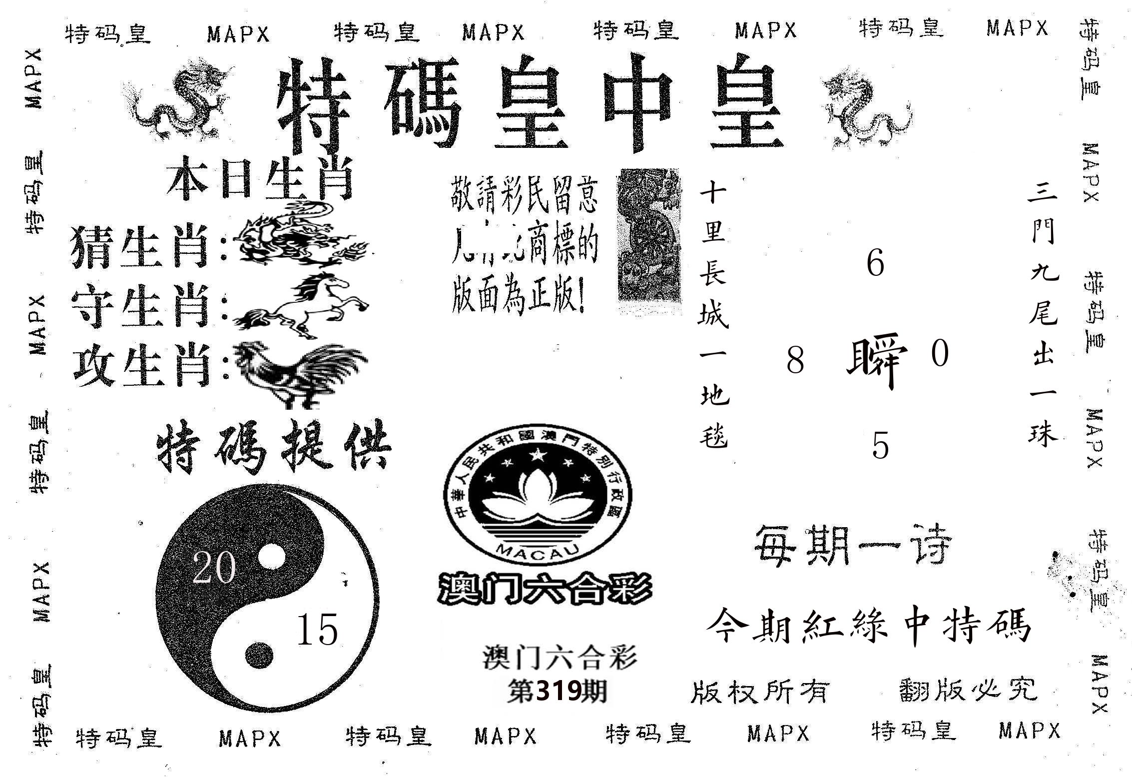 皇中皇B 第319期
