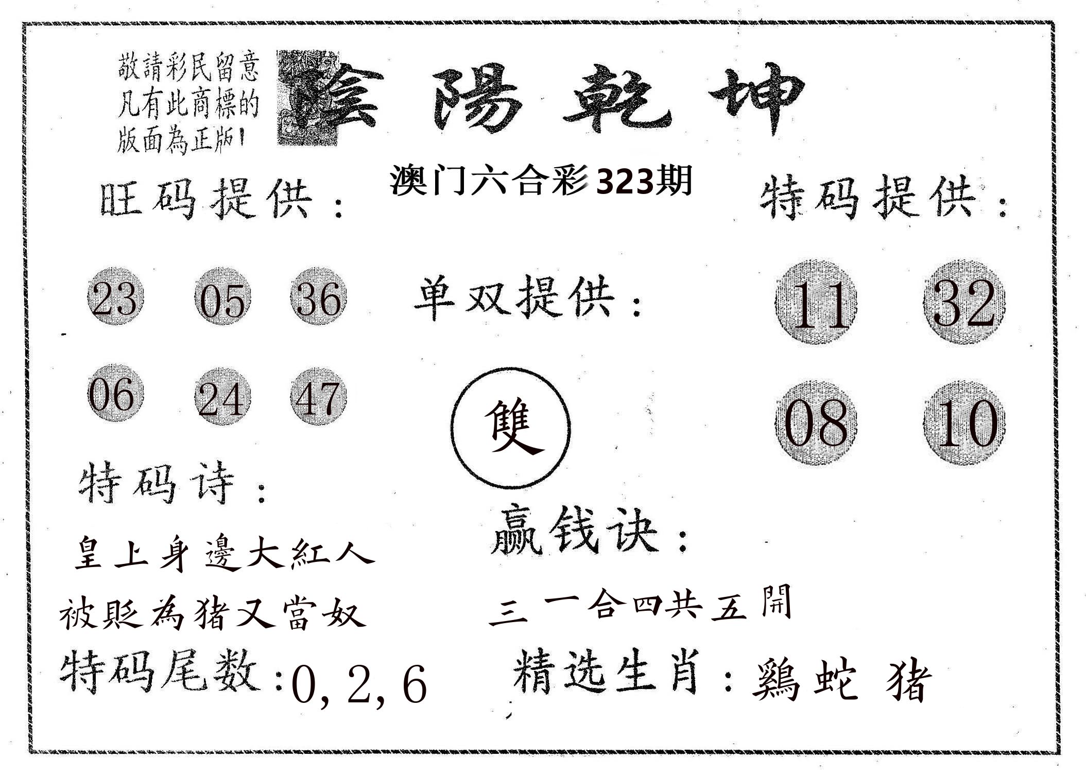 阴阳乾坤 第323期