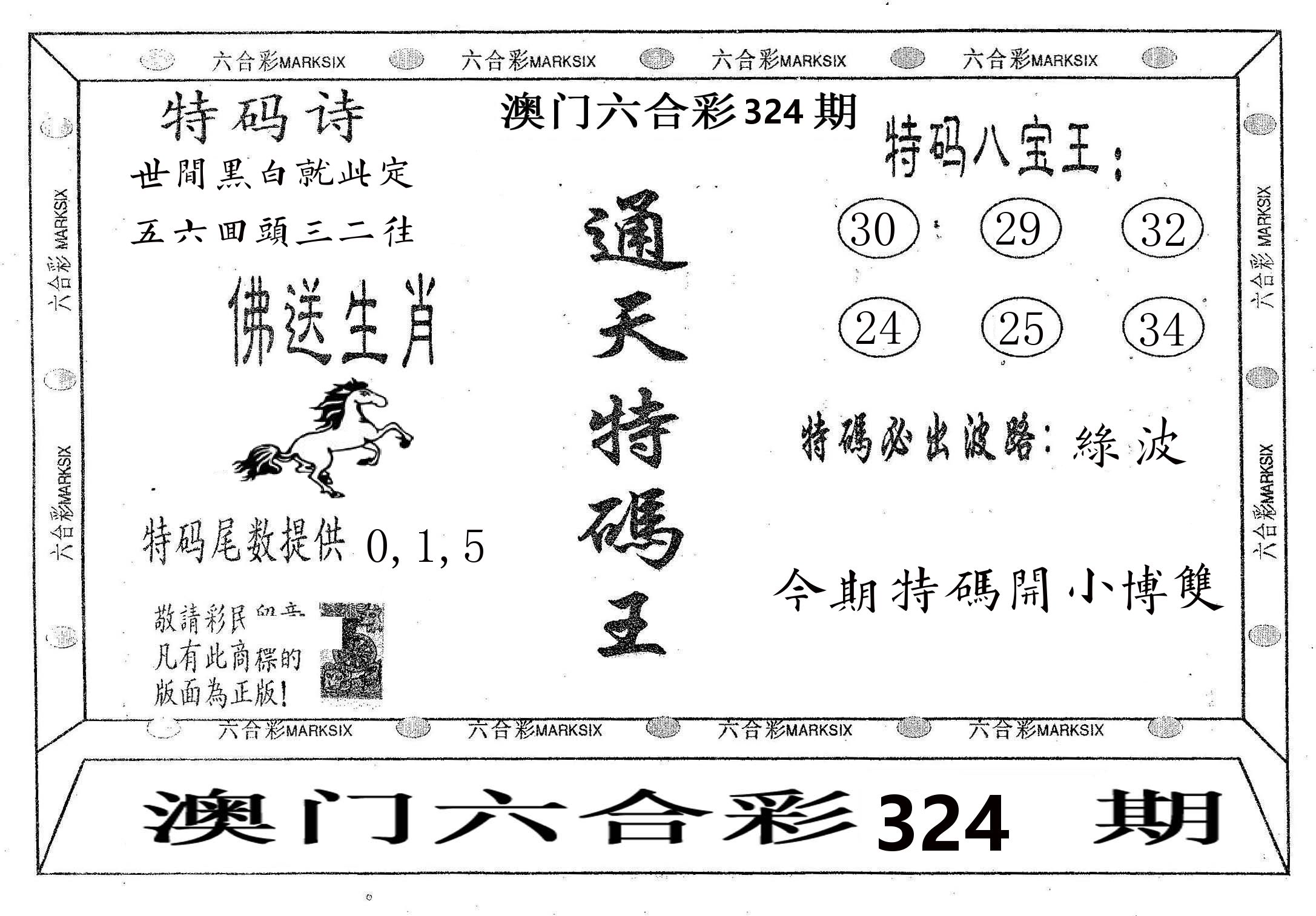 通天特码王 第324期