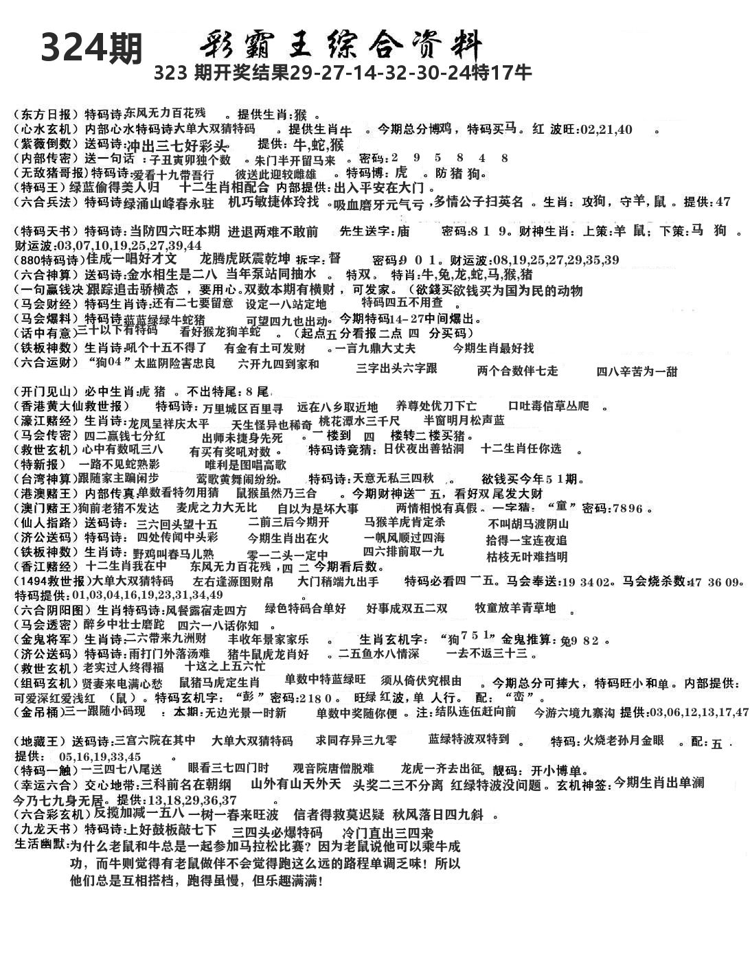 澳门综合资料 第324期