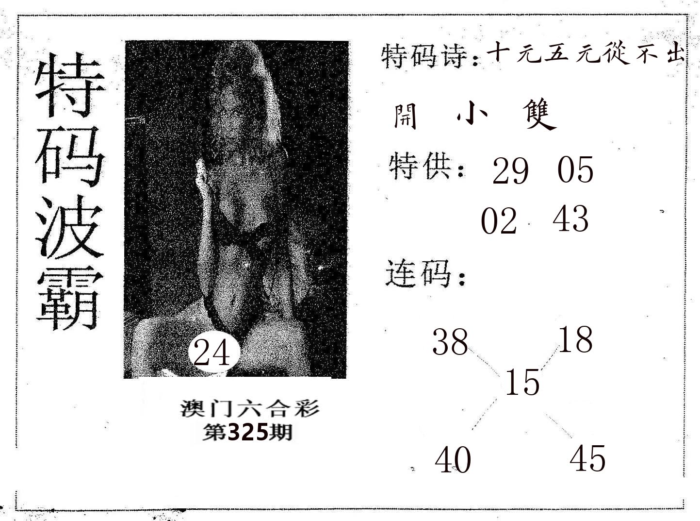 特码波霸 第325期