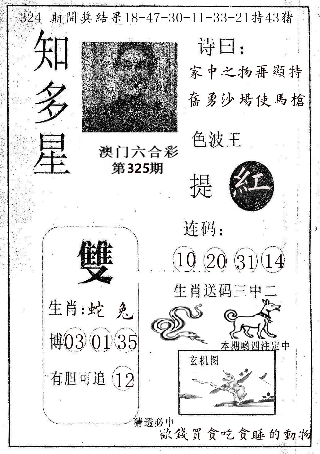 知多星 第325期