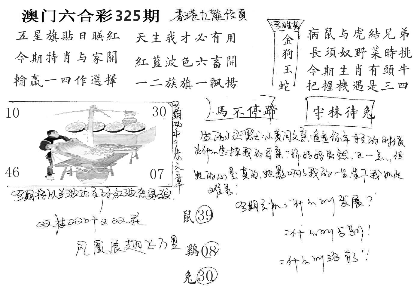 澳门手写九龙 第325期