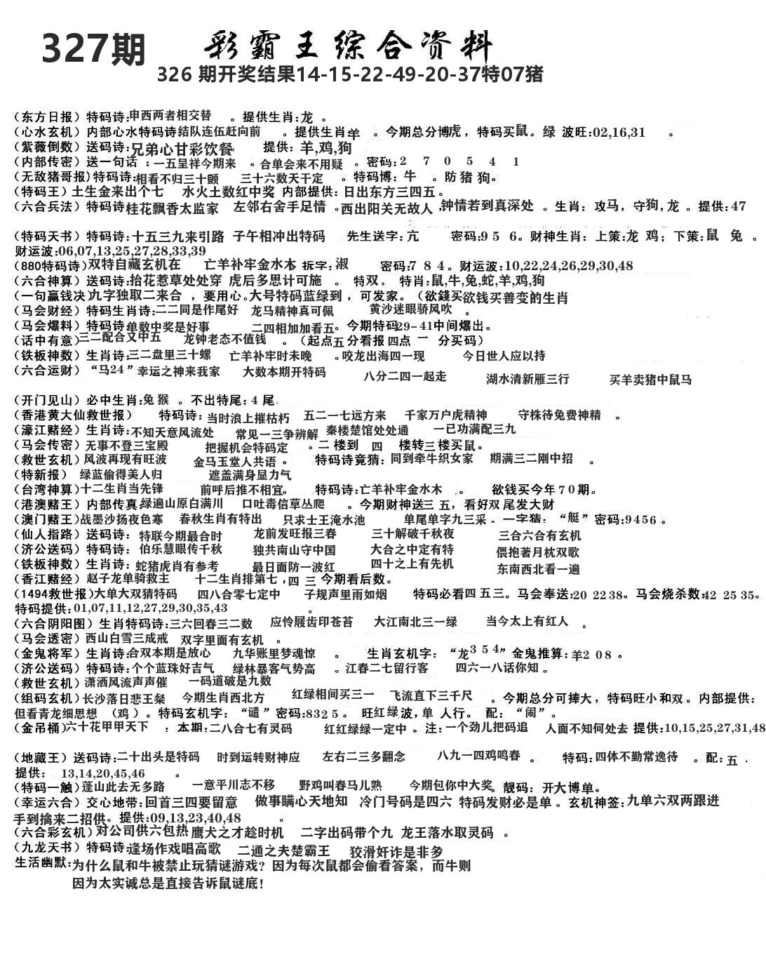 澳门综合资料 第327期