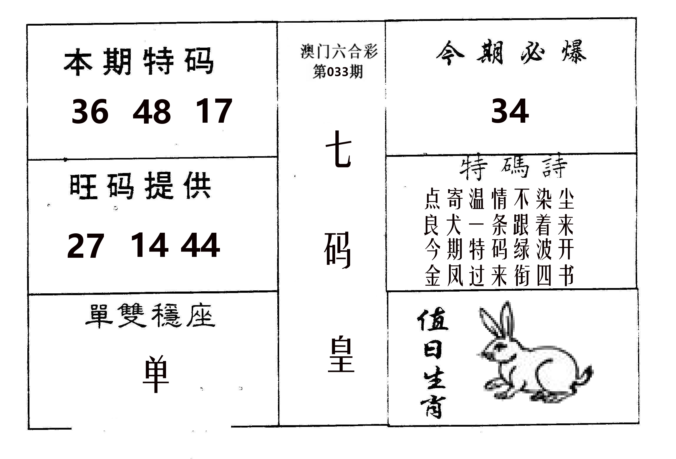 七码皇 第33期