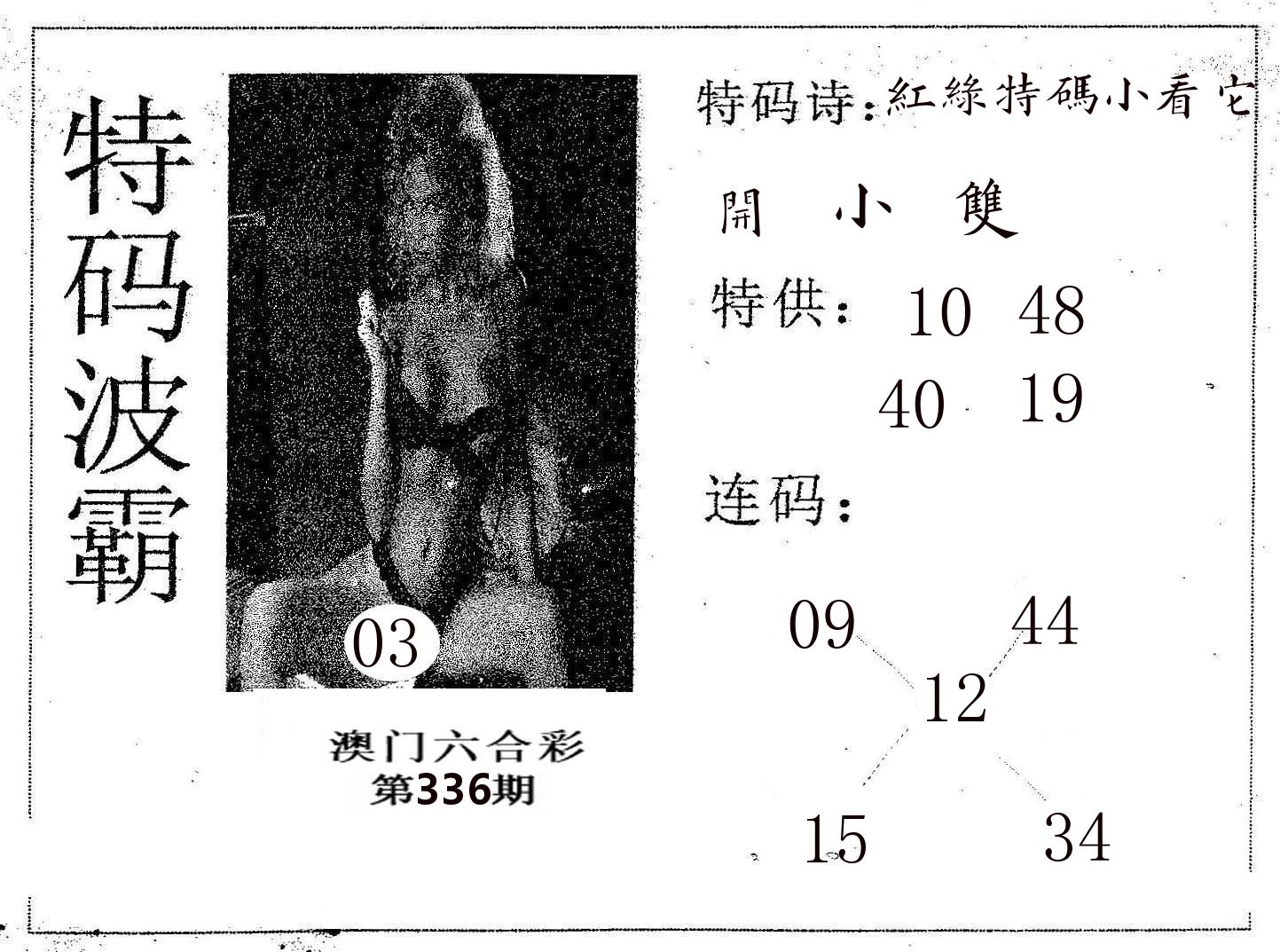 特码波霸 第336期