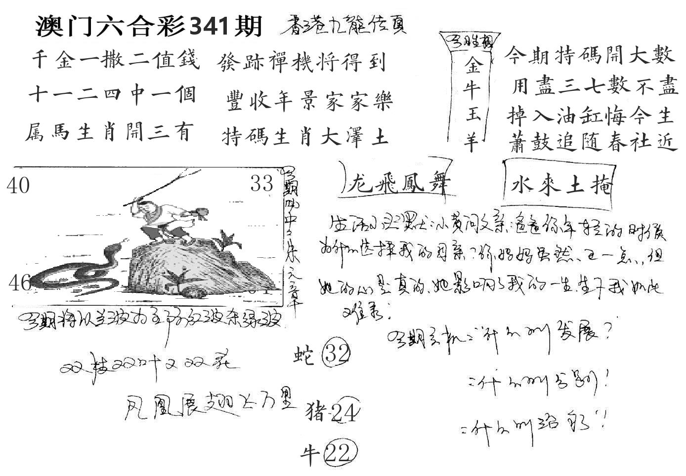 澳门手写九龙 第341期