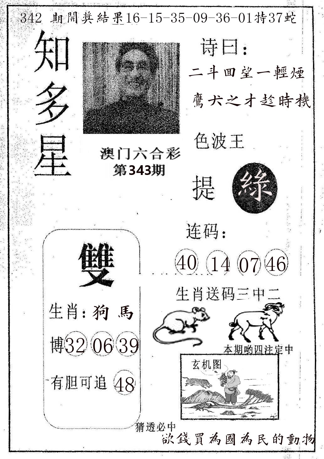 知多星 第343期
