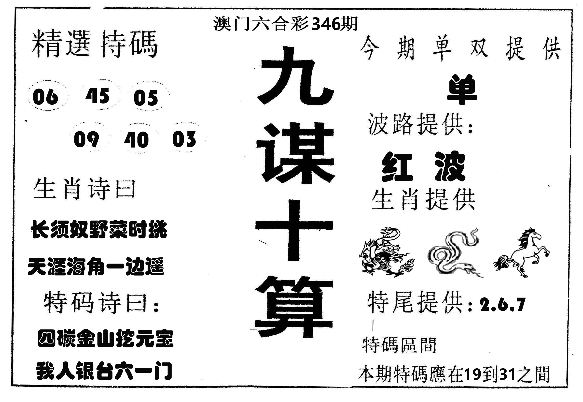九谋十算 第346期