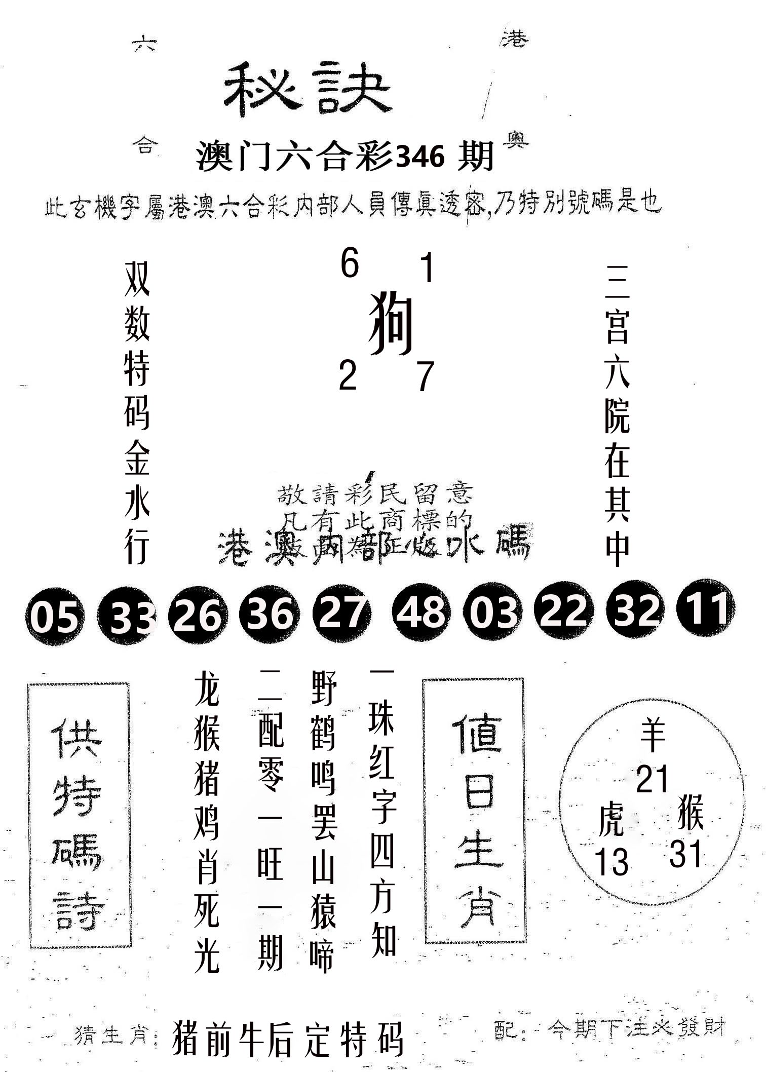 秘决 第346期