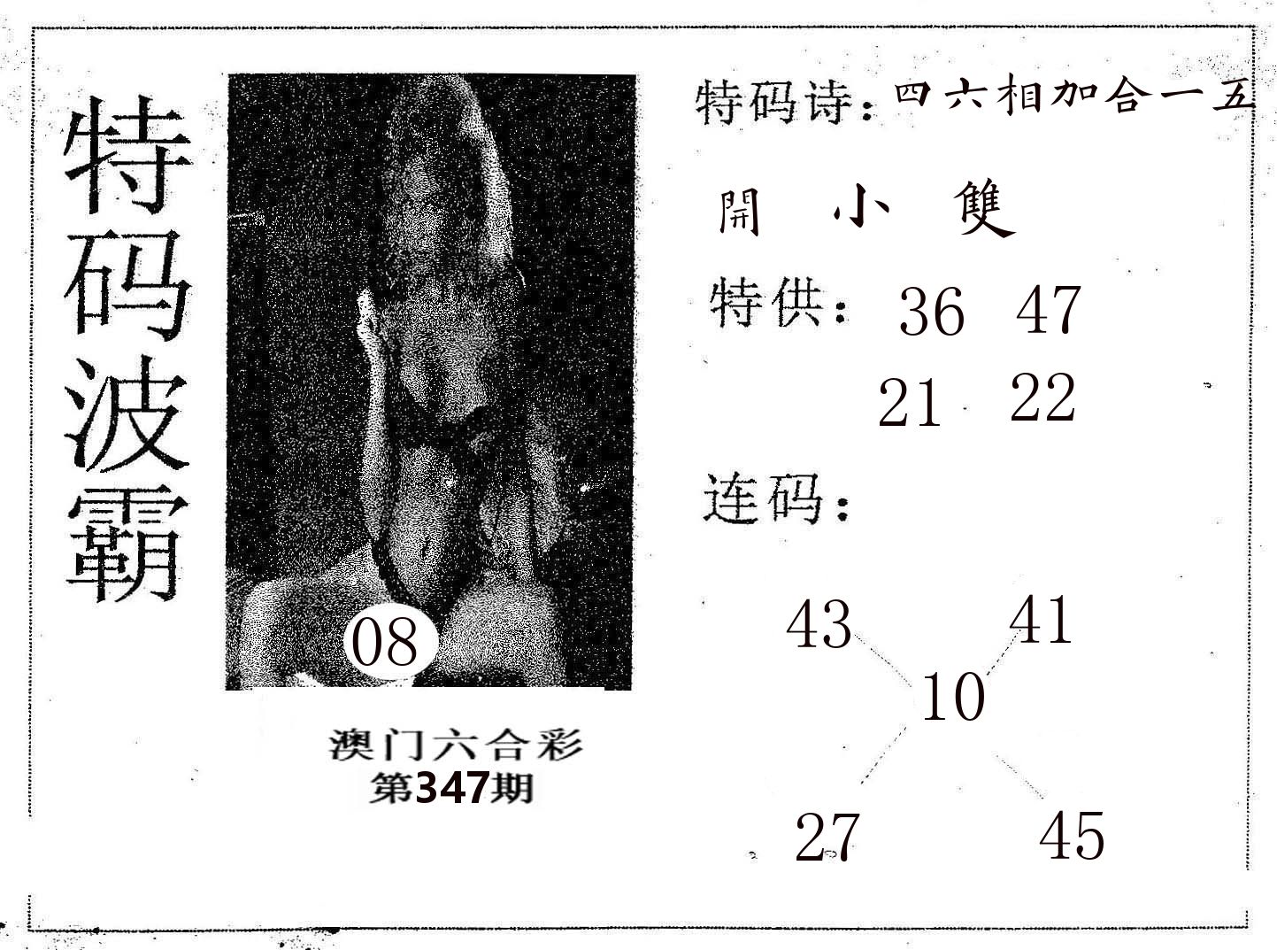 特码波霸 第347期