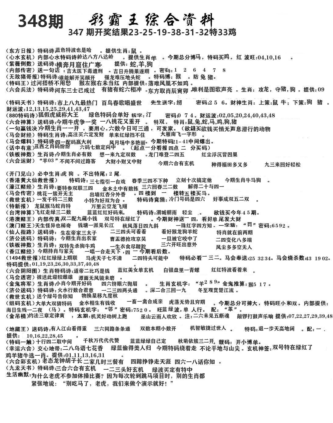 澳门综合资料 第348期