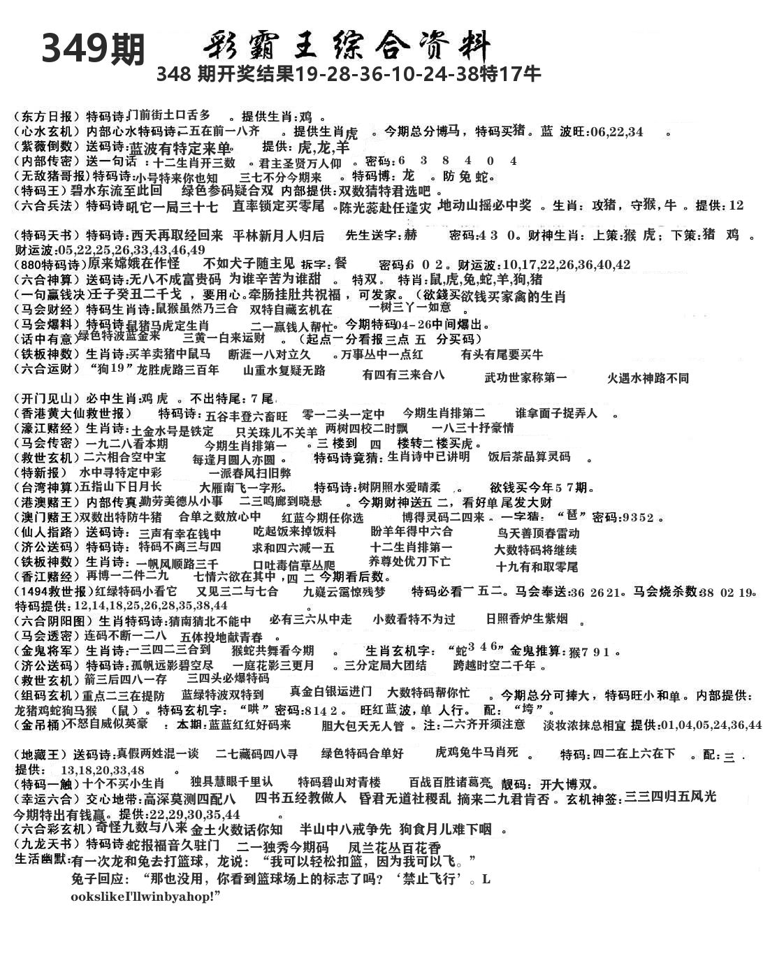 澳门综合资料 第349期