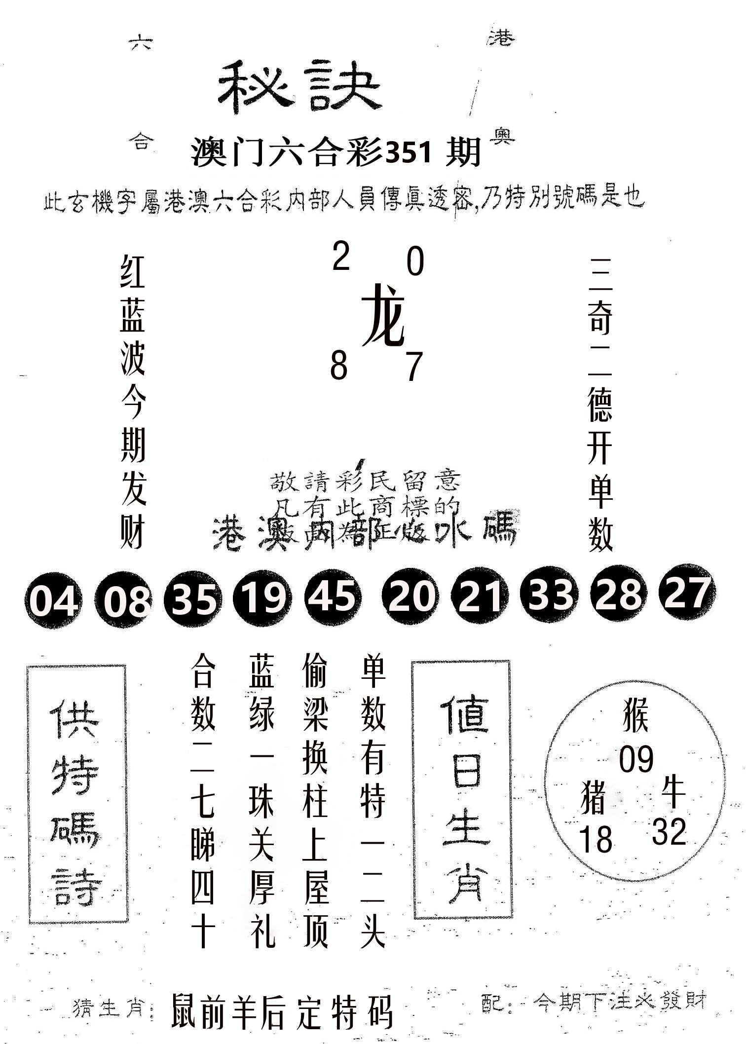 秘决 第351期