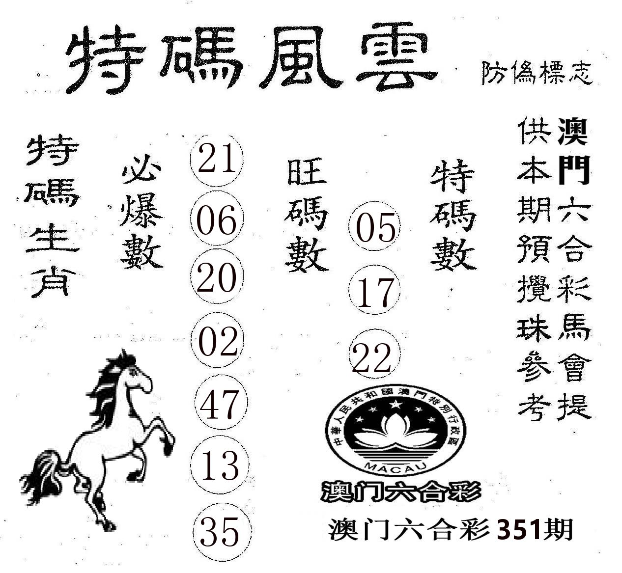 特码风云 第351期