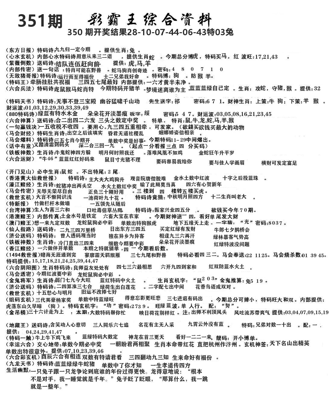 澳门综合资料 第351期