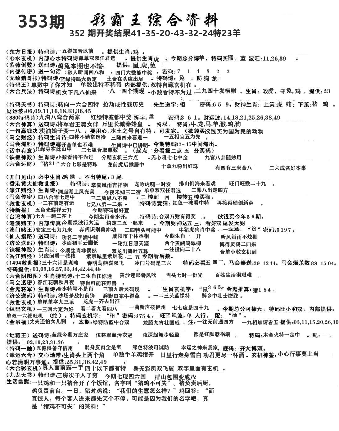 澳门综合资料 第353期