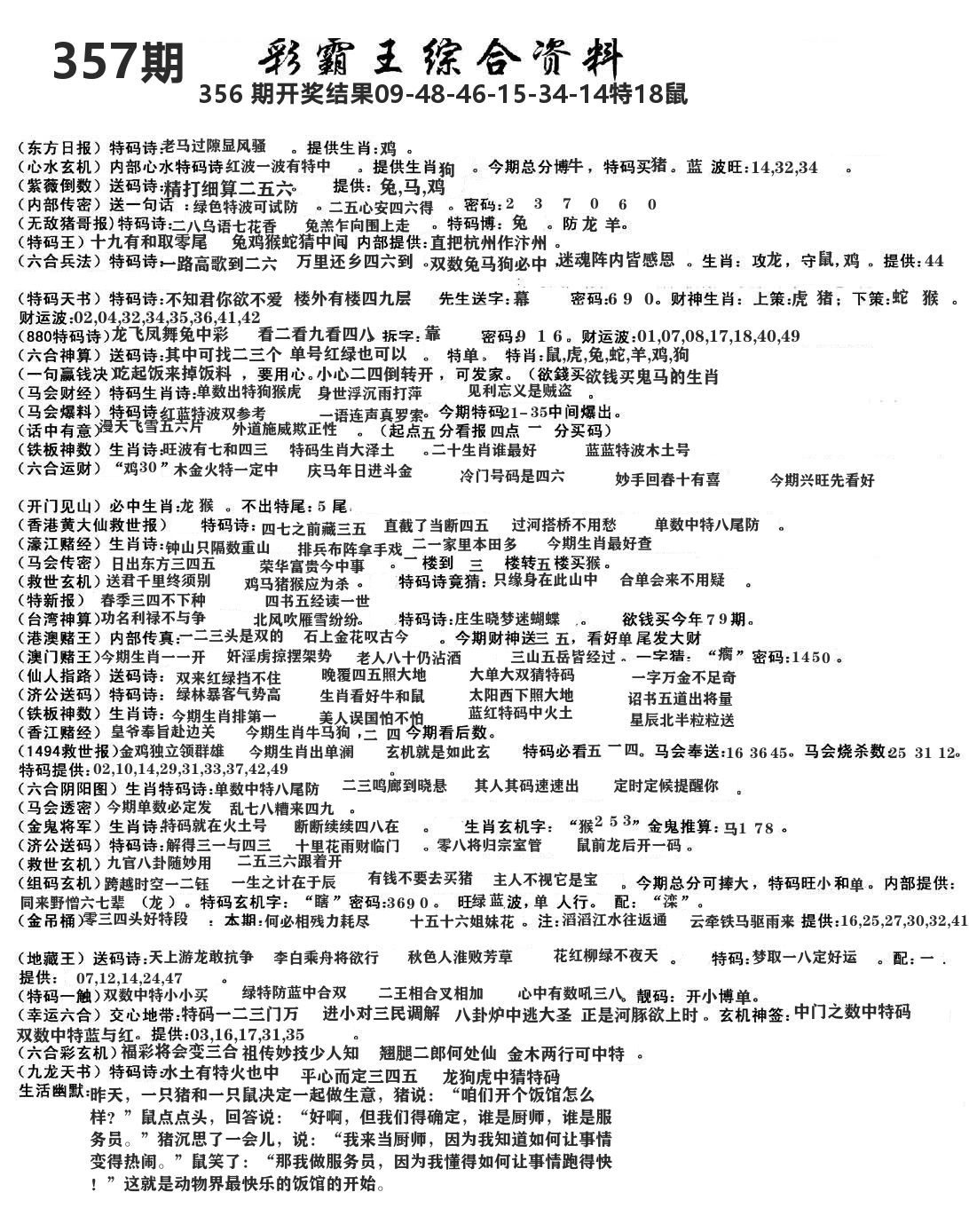 澳门综合资料 第357期