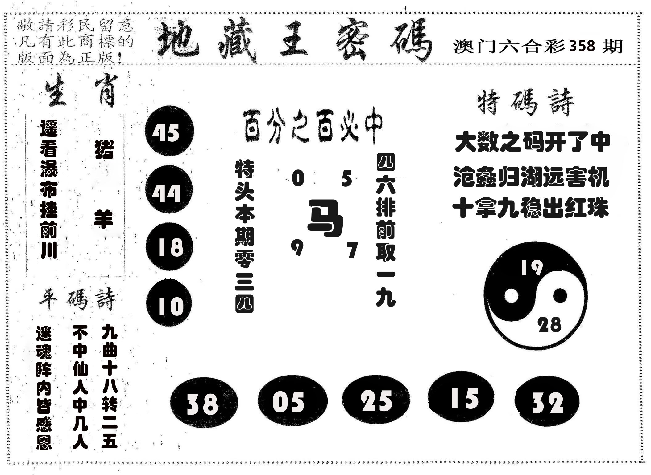地藏王密码 第358期