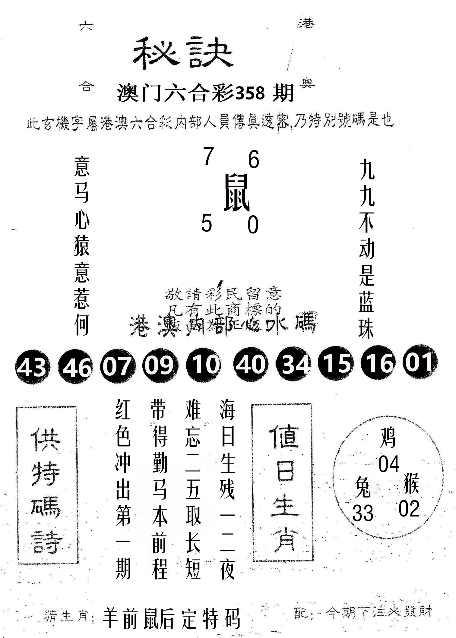 秘决 第358期