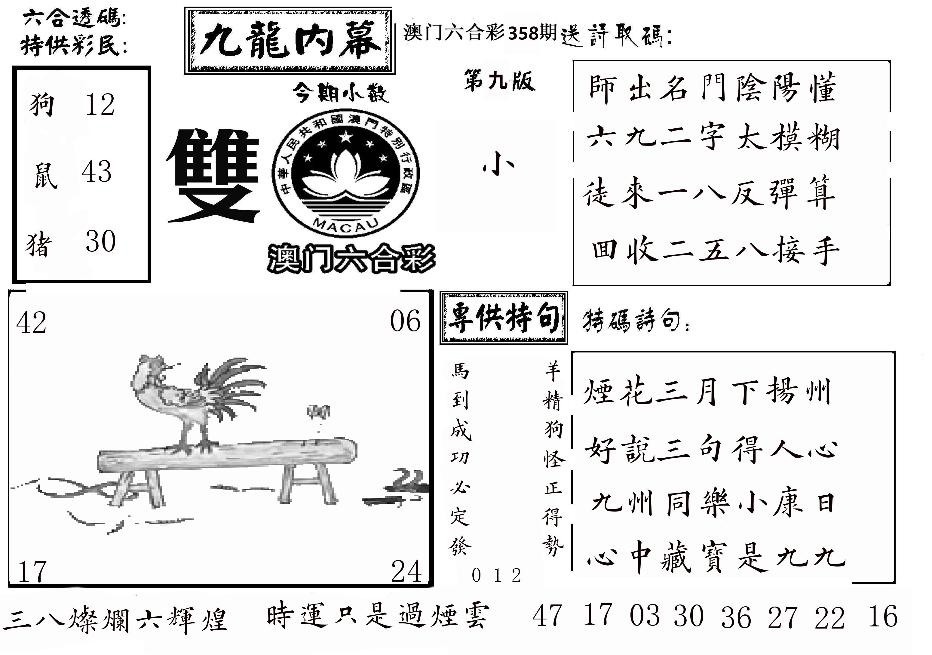 澳门传真3 第358期