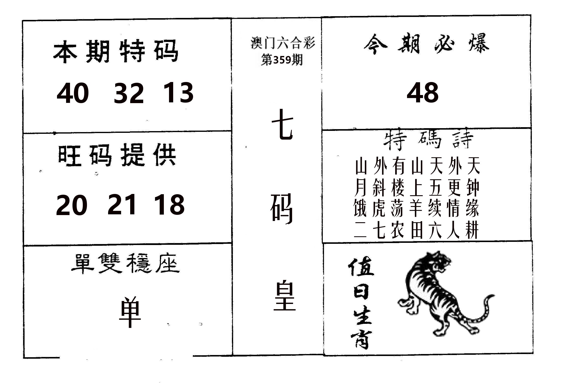 七码皇 第359期