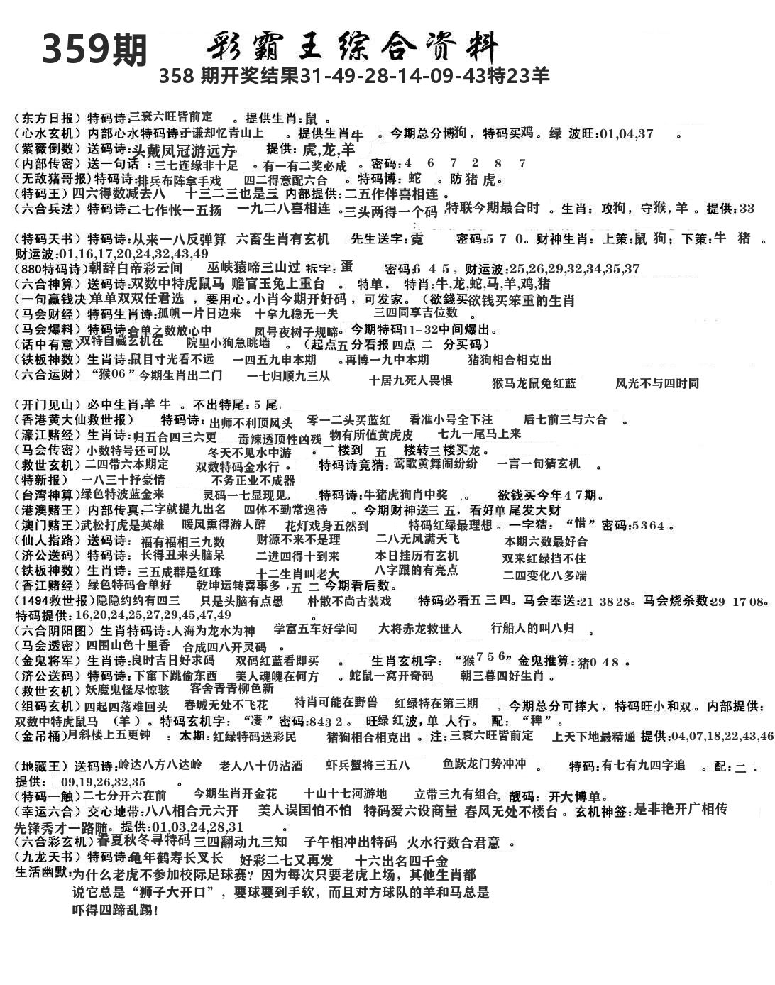 澳门综合资料 第359期