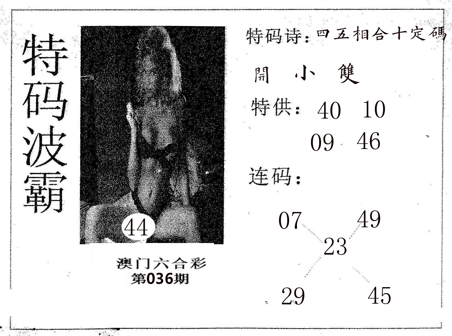 特码波霸 第36期