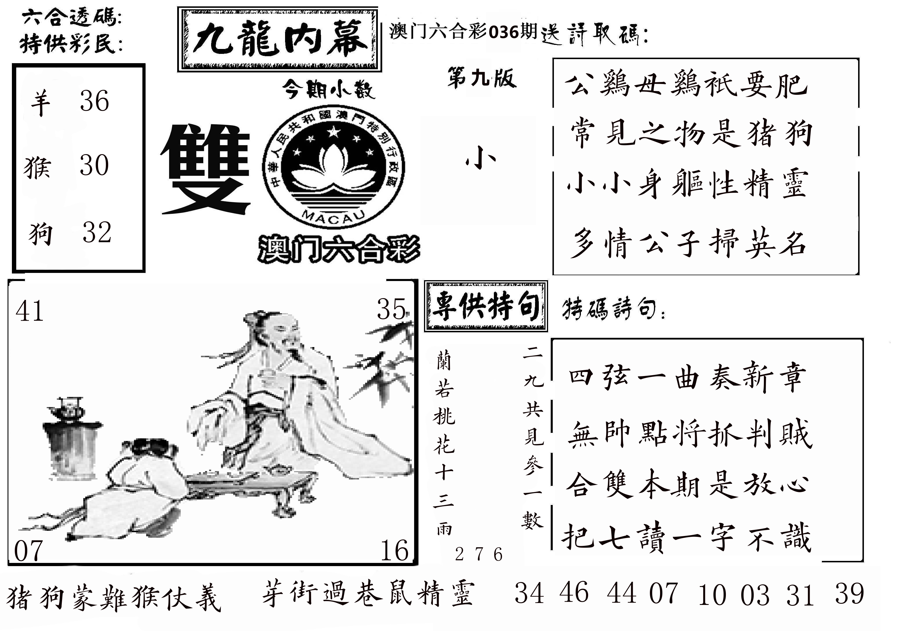 澳门传真3 第36期