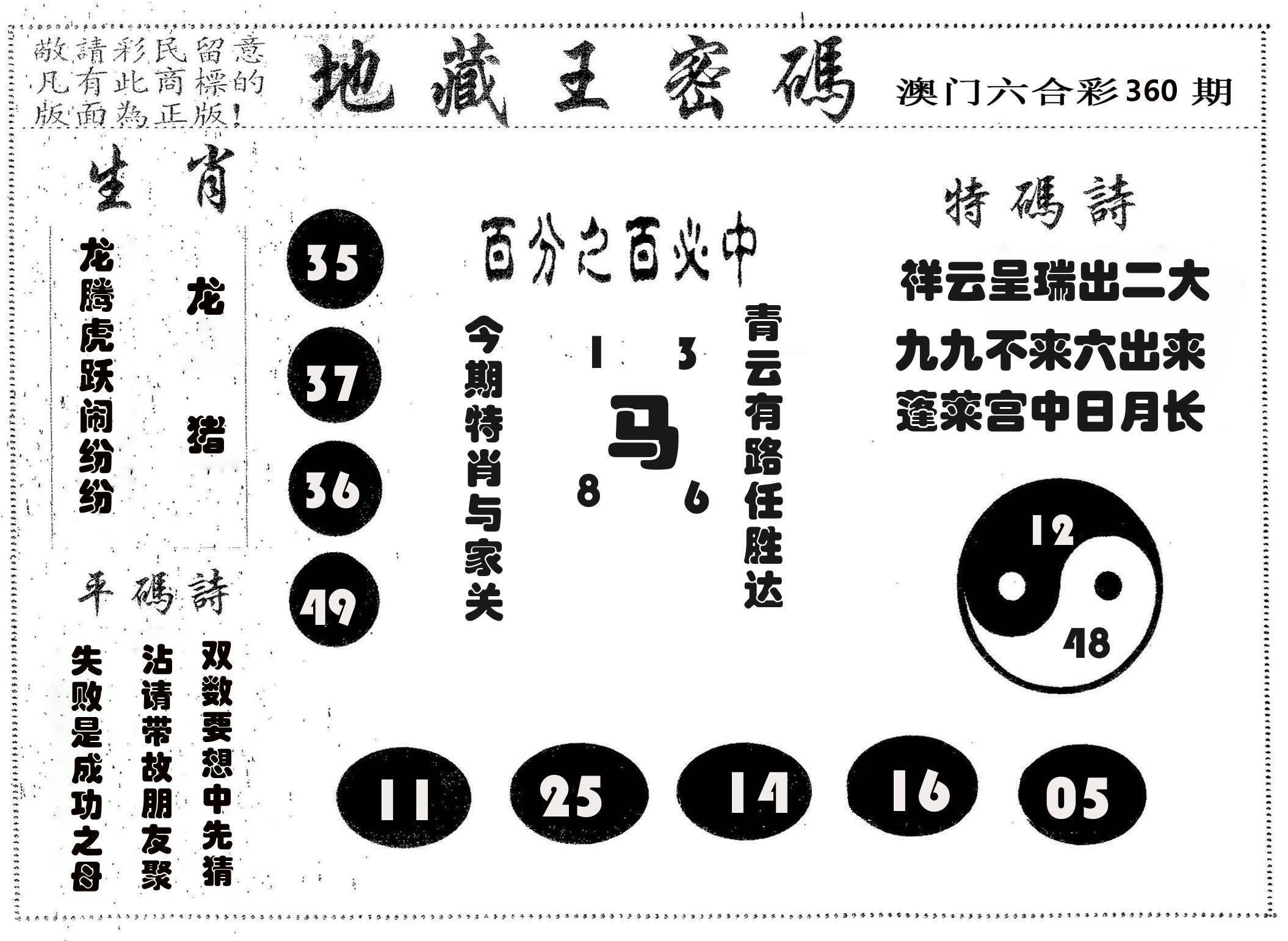 地藏王密码 第360期