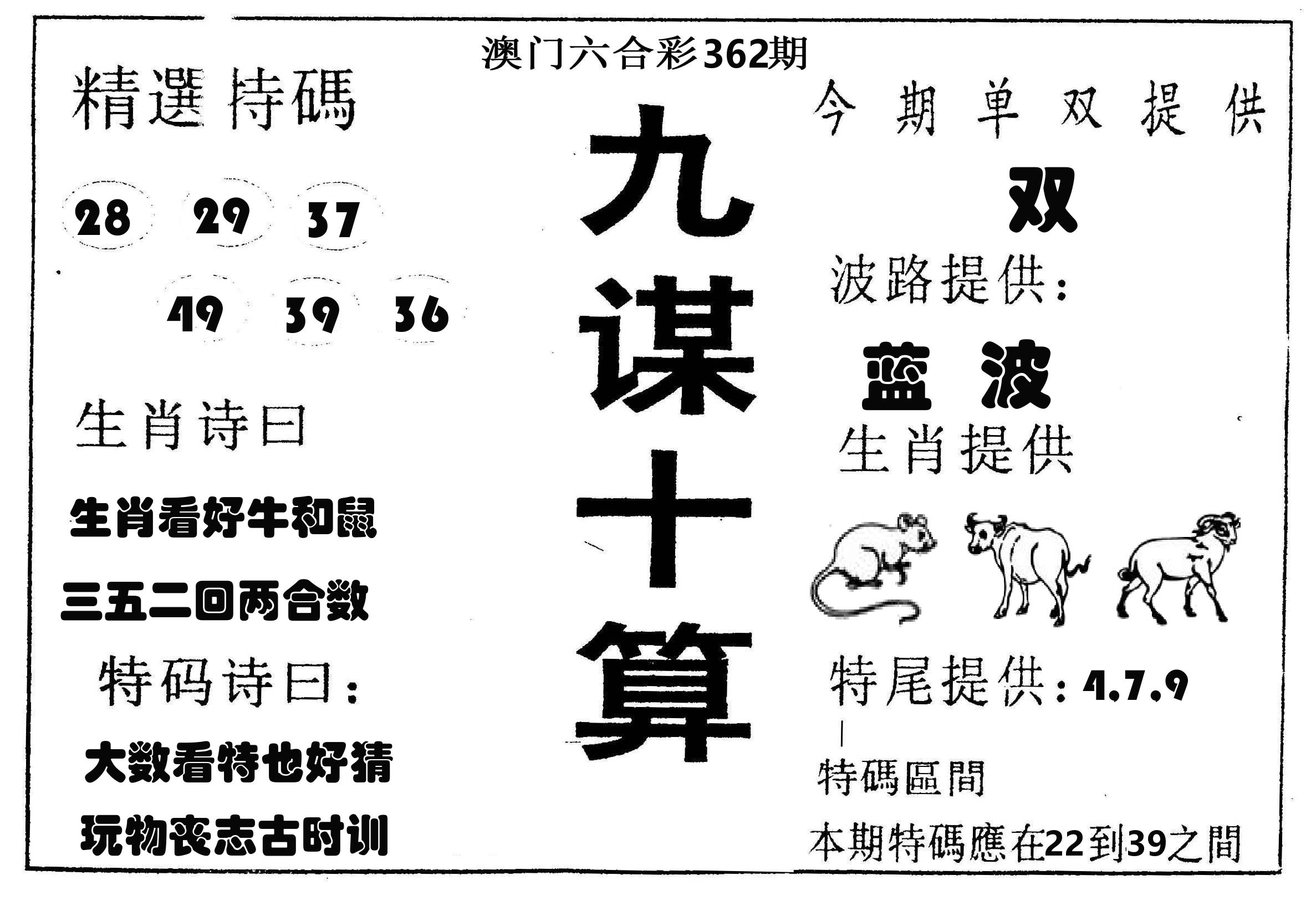 九谋十算 第362期