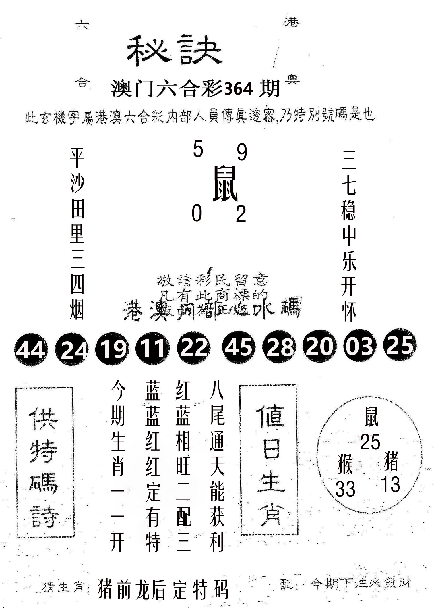 秘决 第364期