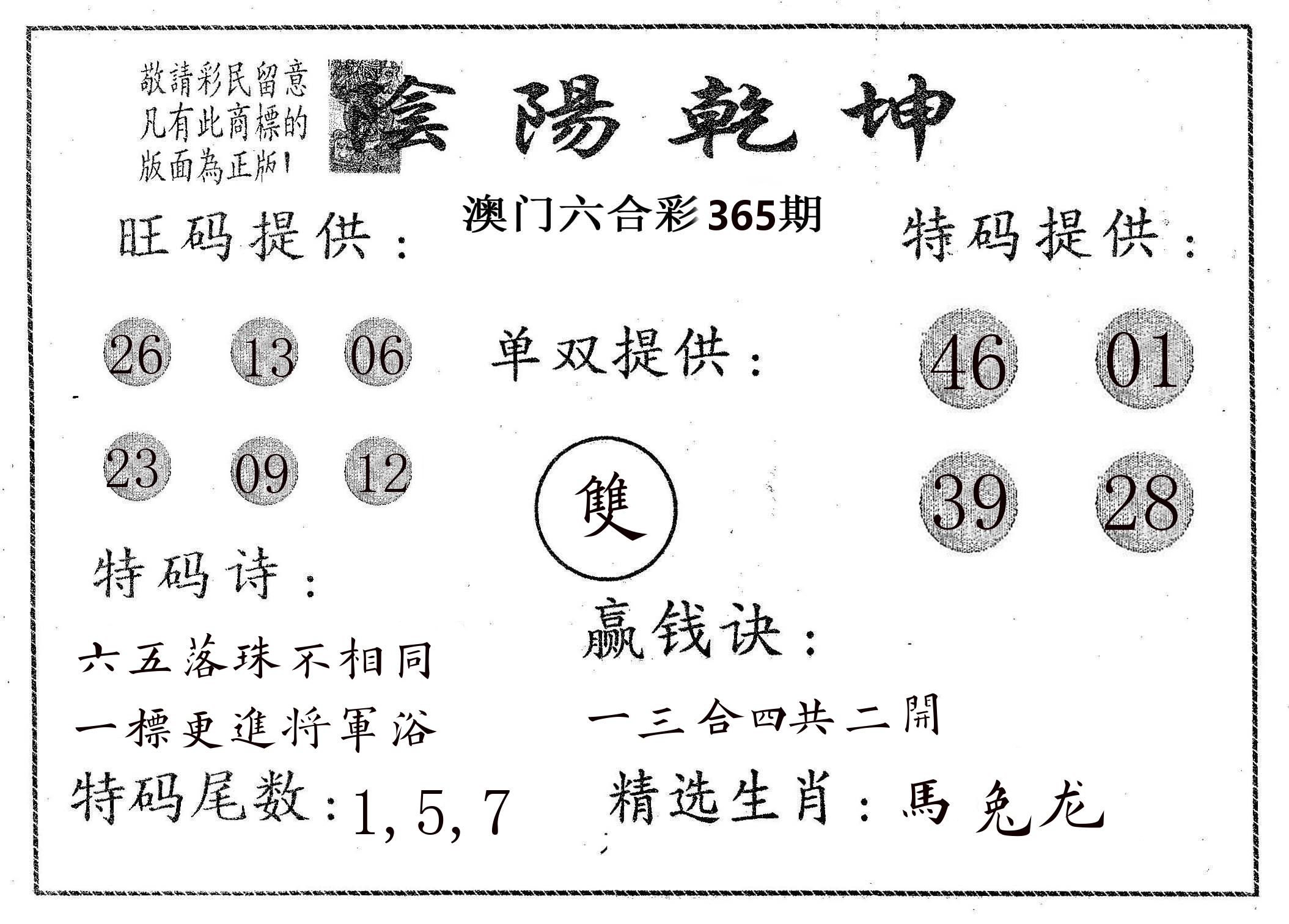 阴阳乾坤 第365期