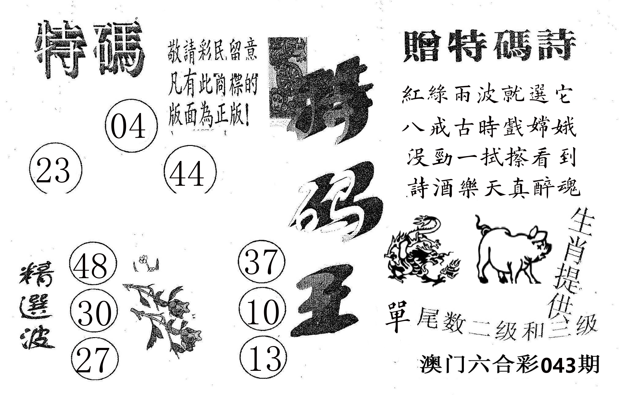 特码王A 第43期
