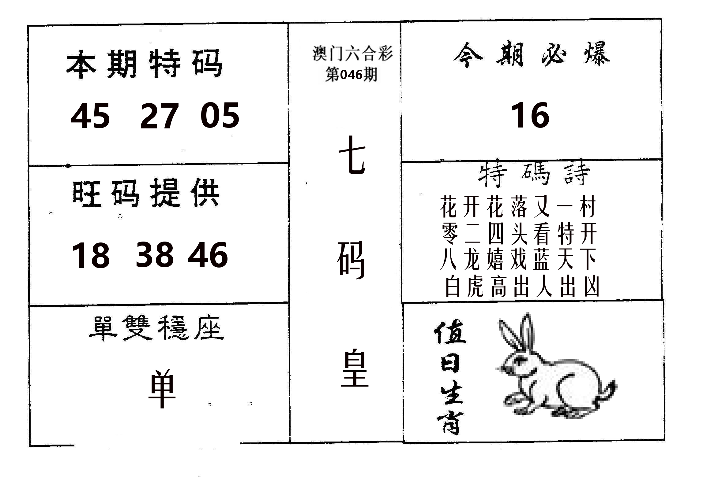 七码皇 第46期