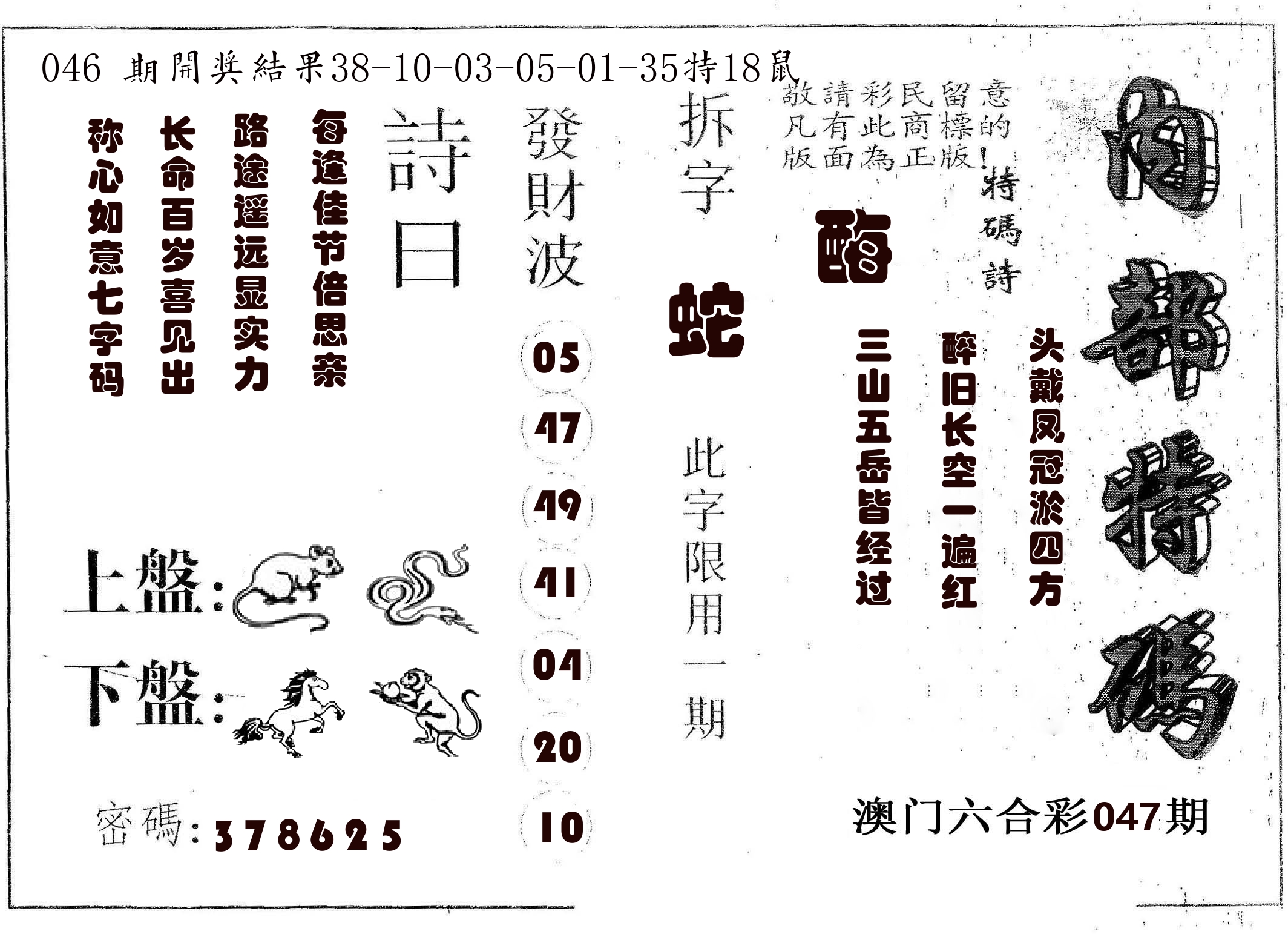 内部特码 第47期