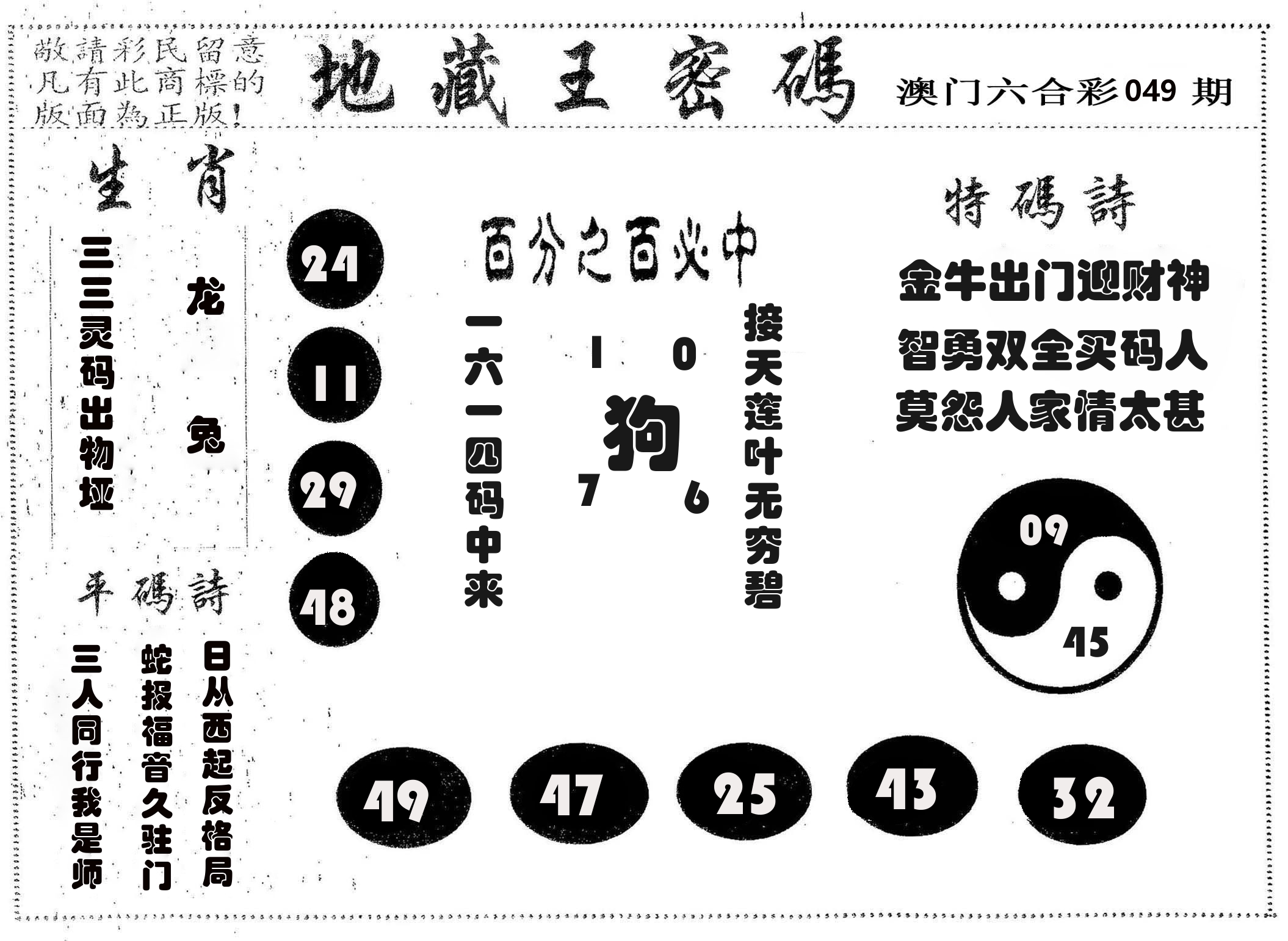 地藏王密码 第49期