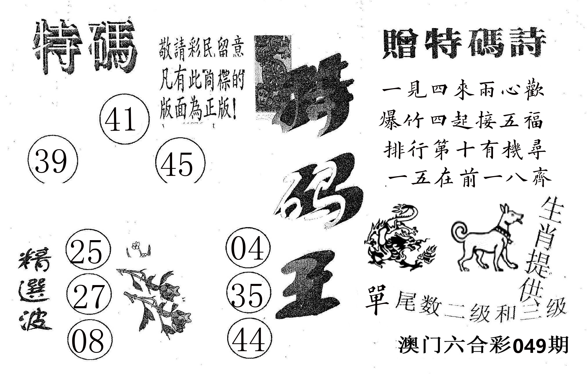 特码王A 第49期