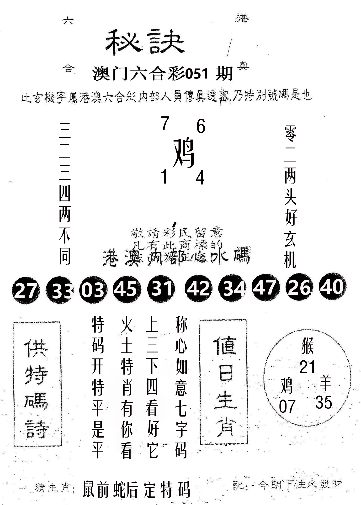 秘决 第51期