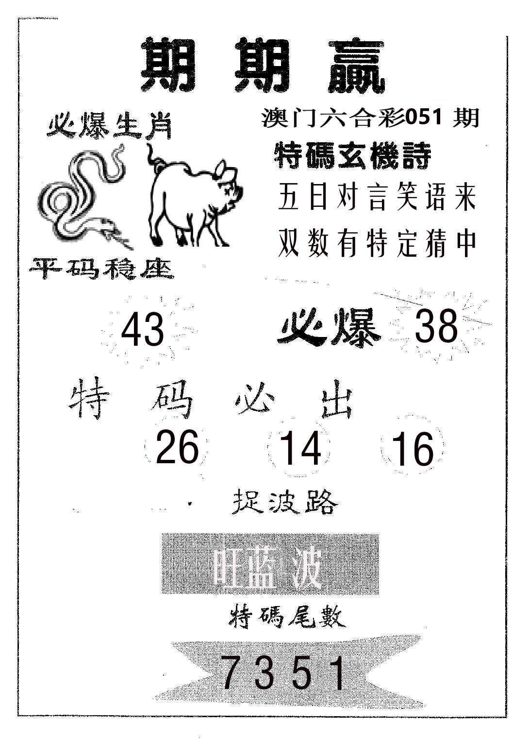 期期赢 第51期