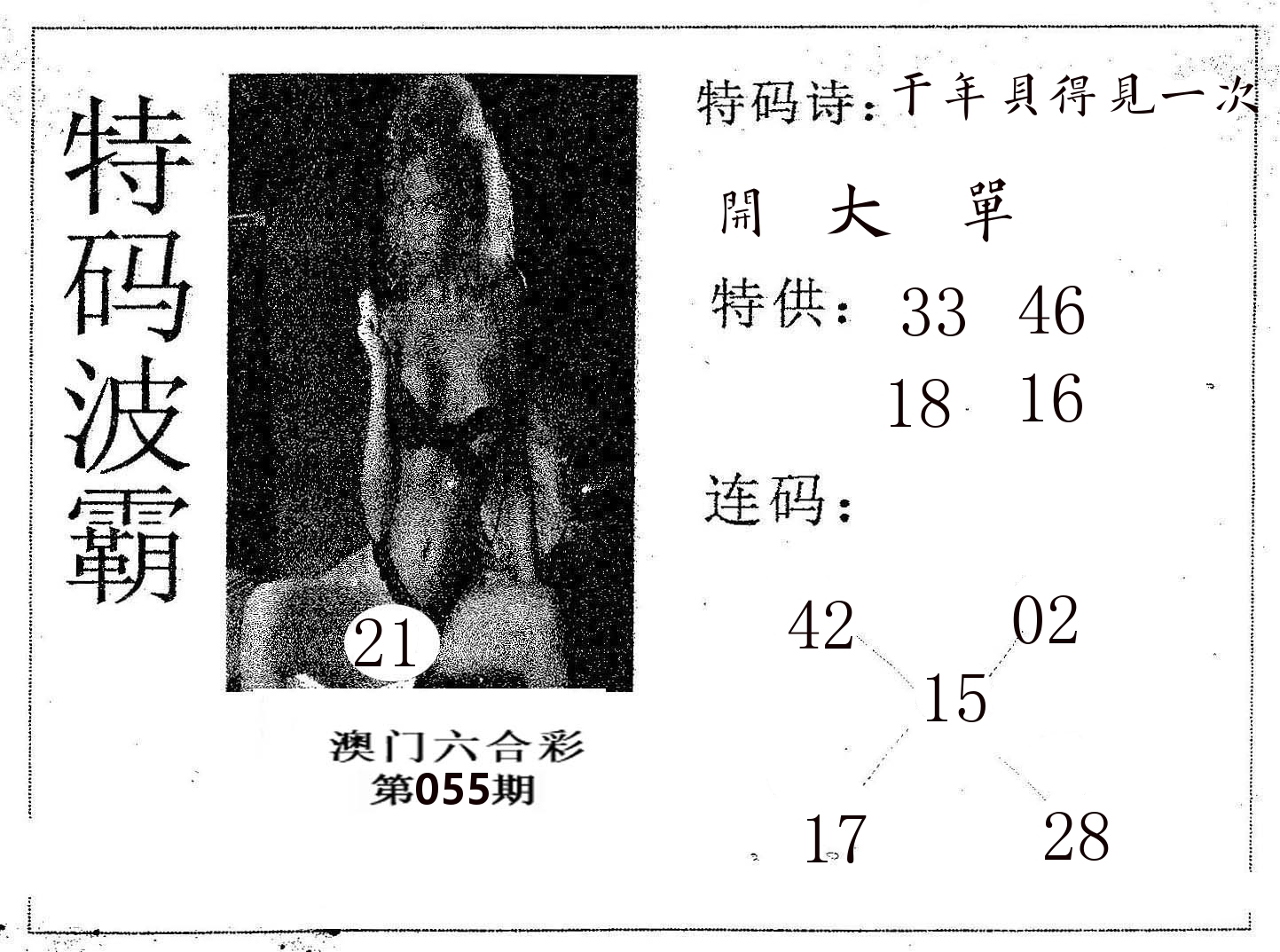 特码波霸 第55期