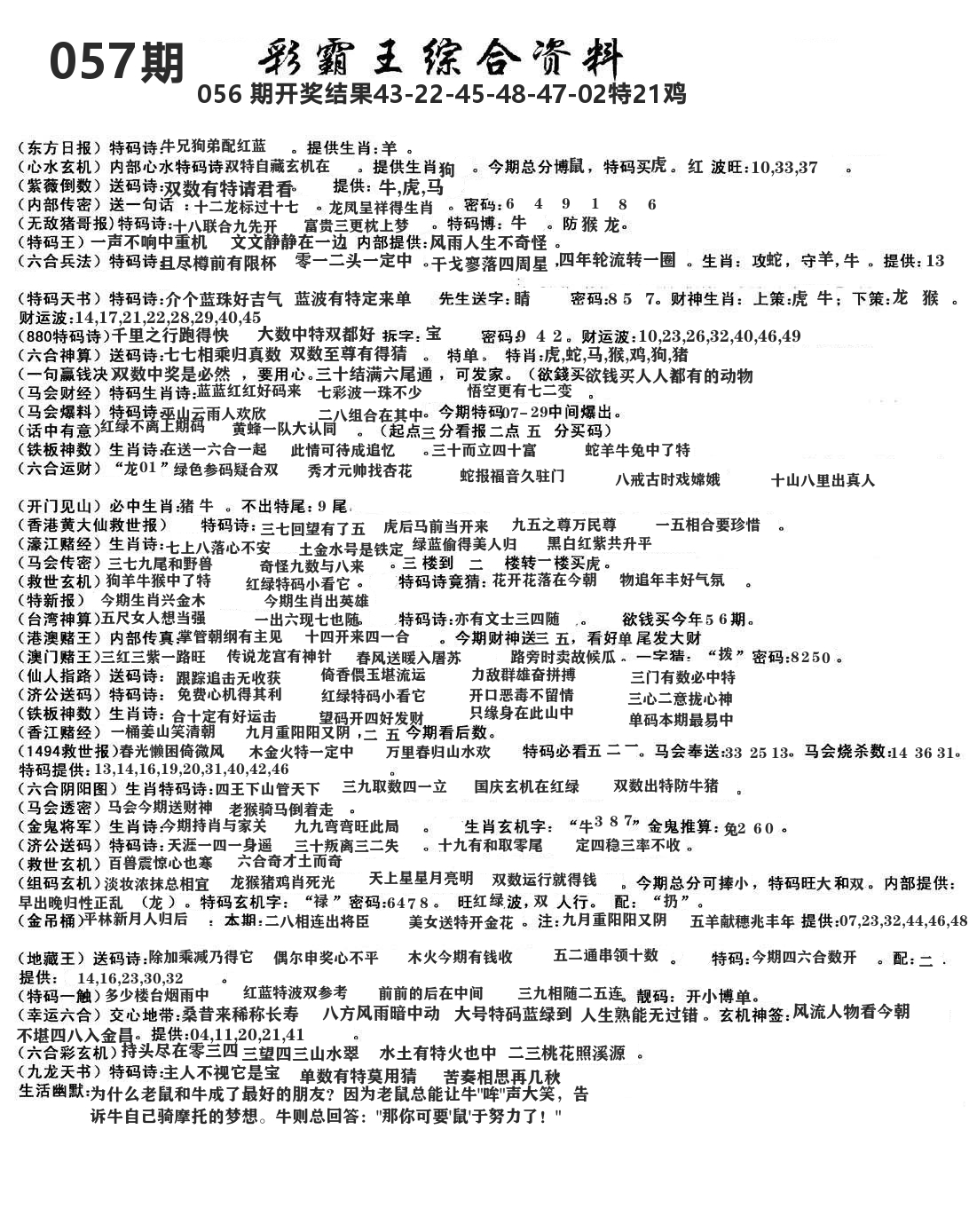 澳门综合资料 第57期